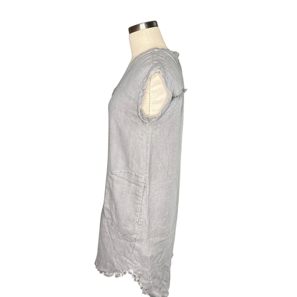 CLOTH & STONE Gray Blue Chambray Tencel Frayed Tunic Shirt Dress Mini Size Small - Picture 2 of 10
